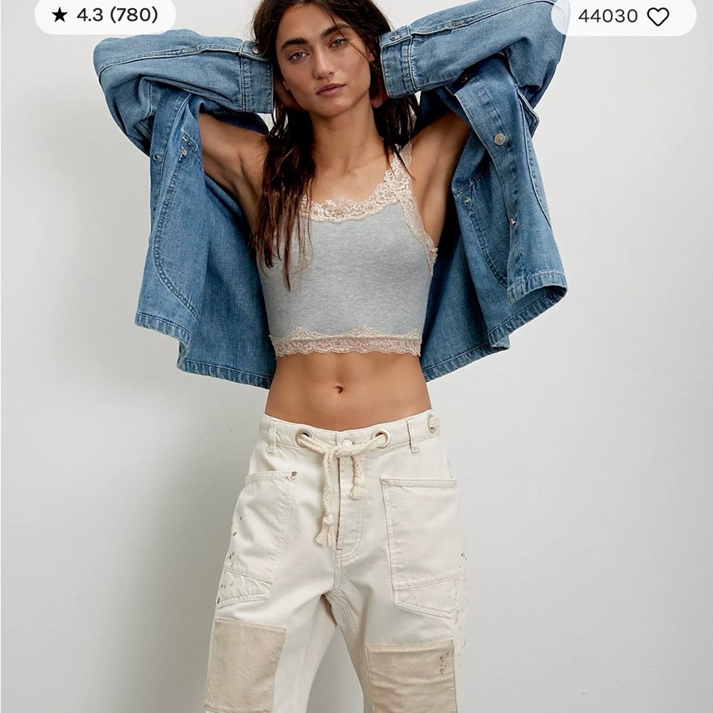 Women’s Cream Drawstring Utility Jeans